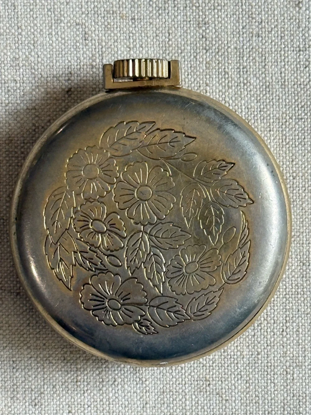 Vintage Westclox Scotty Pocket Watch Floral Engraved Gold Tone